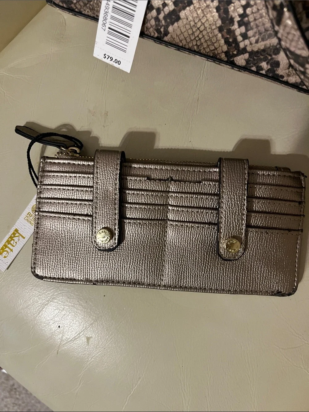 kate spade Snake-Print Tote in Taupe and Black with matching wallet
